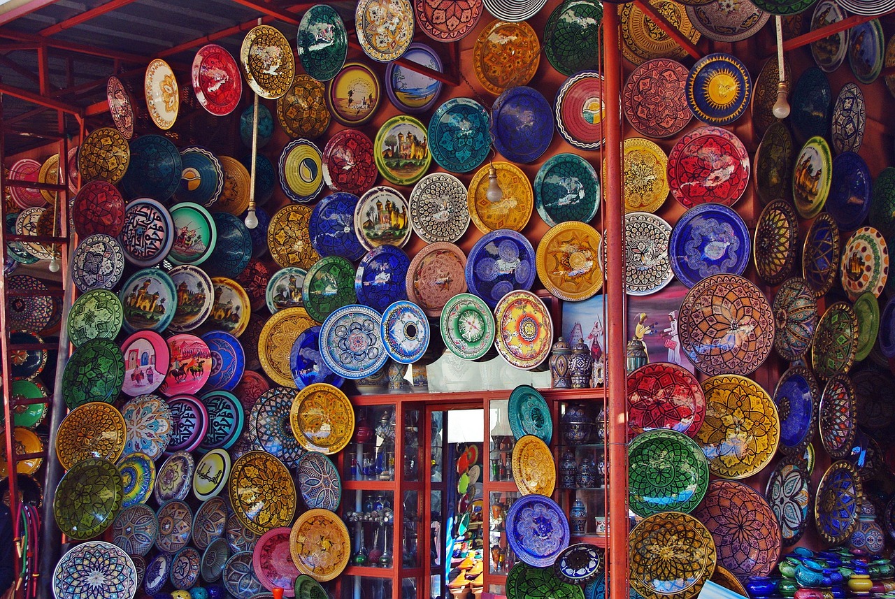 morocco, marrakech, market, souk, display, plates, dishes, ceramic, marrakech, marrakech, marrakech, marrakech, marrakech-1070782.jpg